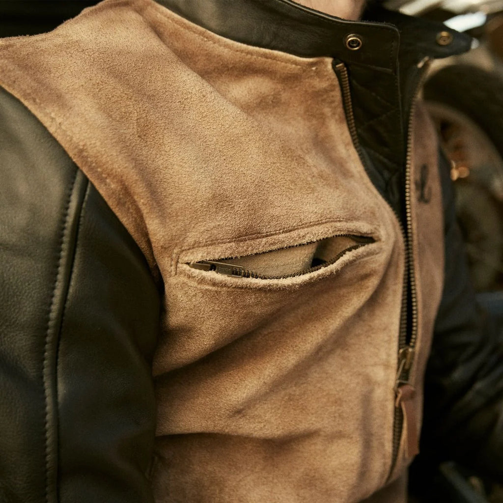 Fuel Sidewaze Leather Jacket - Tan / Black Endless Racegear