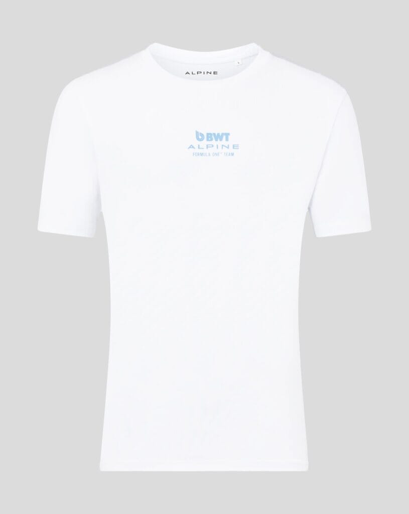 Alpine Racing F1 Franco Colapinto Relaxed Fit T-Shirt- White/Blue Ice Alpine