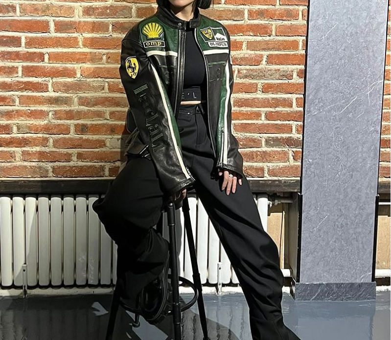 Ferrari Green-Black Leather Vintage Racing Jacket Ex Race Gear