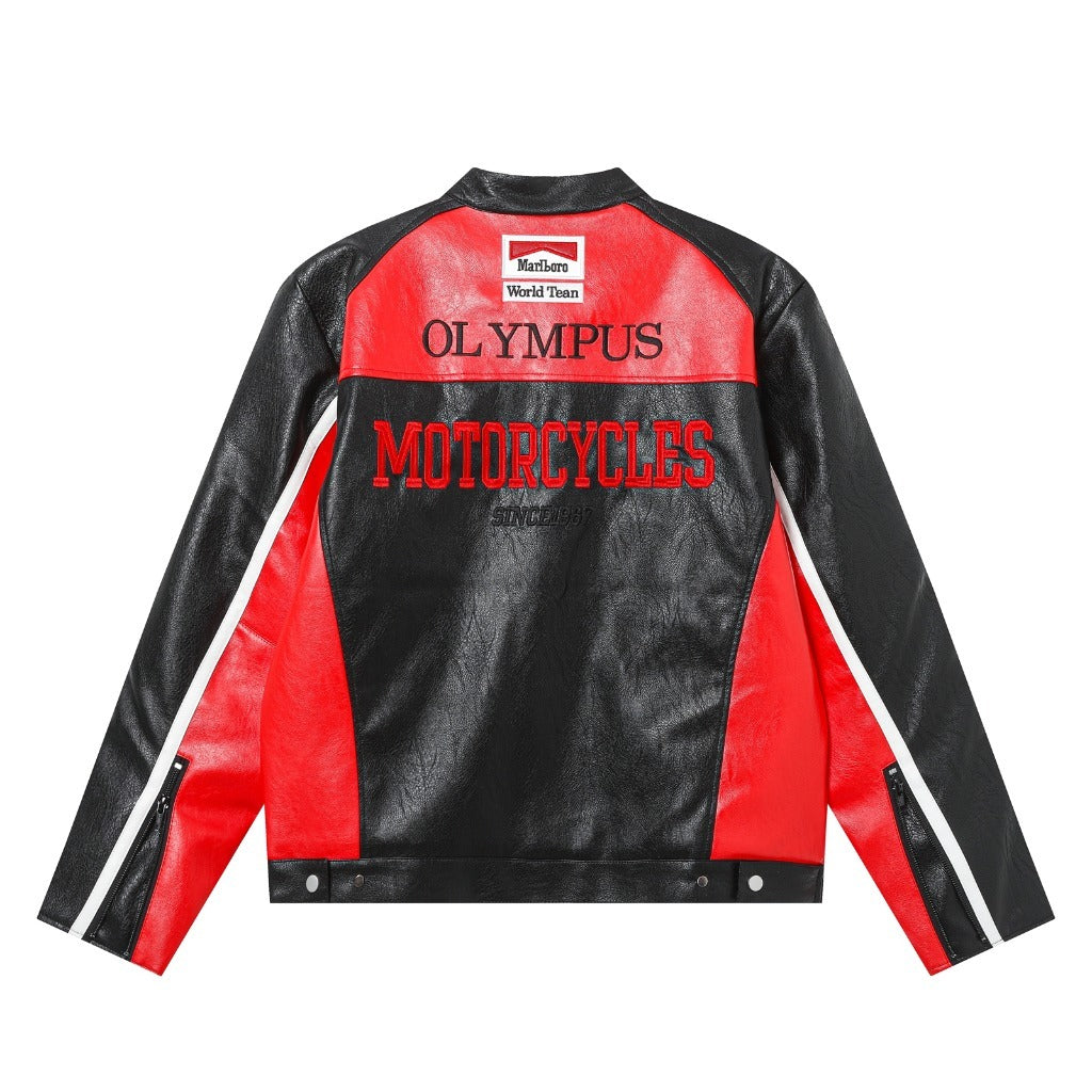Ferrari Red-Black Leather Vintage Racing Jacket Endless Racegear