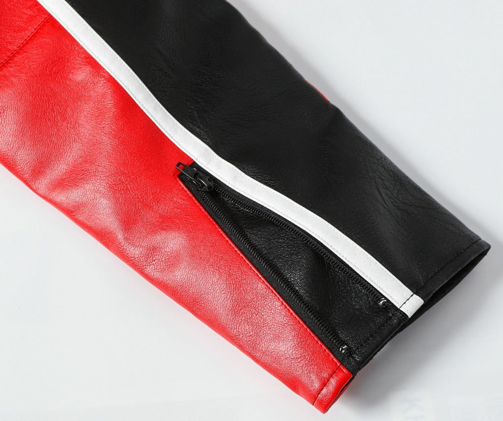 Ferrari Red-Black Leather Vintage Racing Jacket Endless Racegear