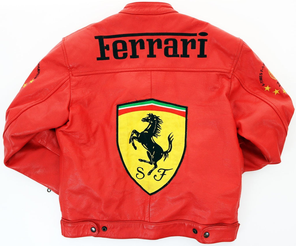 Ferrari x Schumacher Leather Vintage Racing Jacket Ex Race Gear