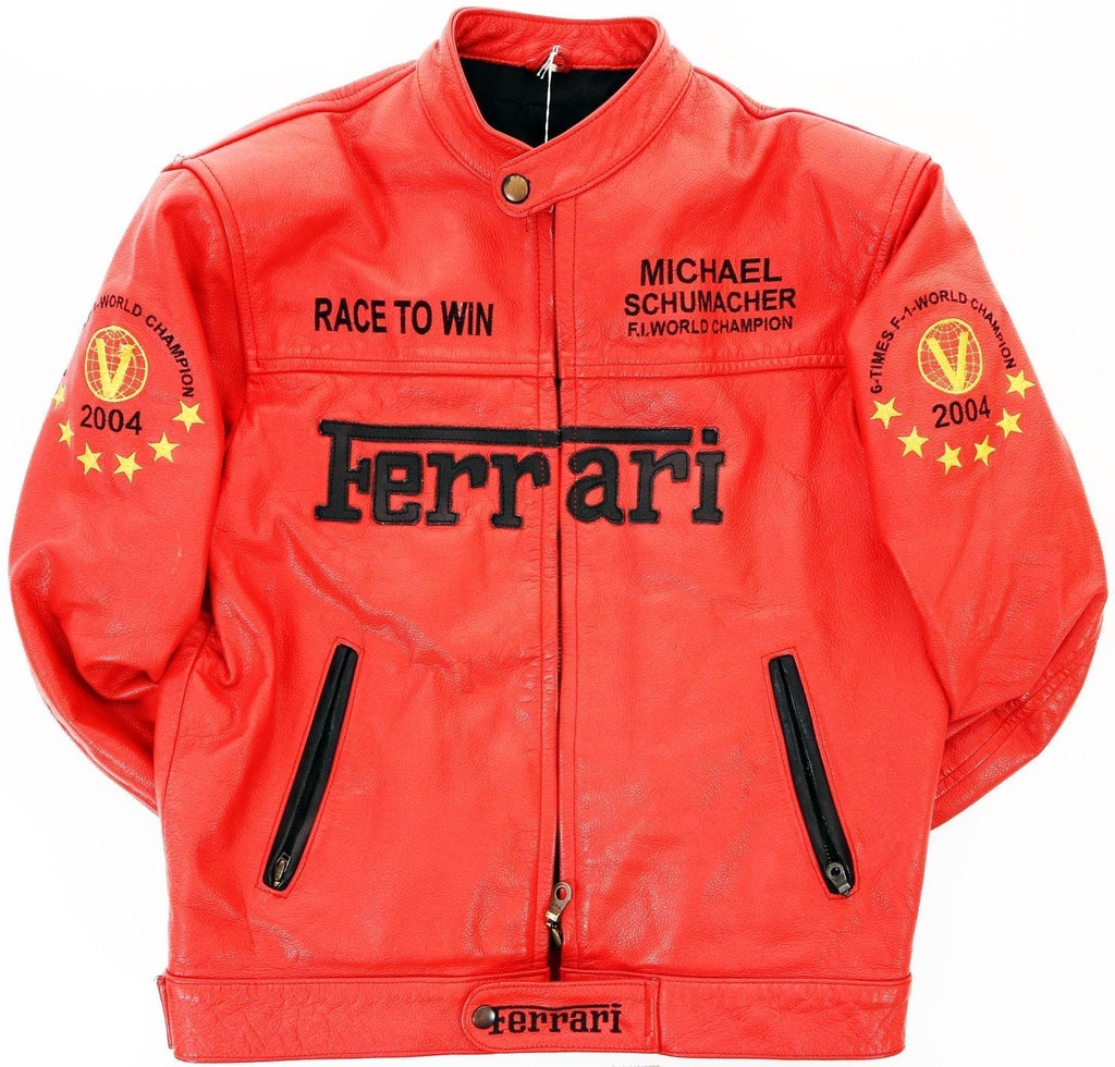 Ferrari x Schumacher Leather Vintage Racing Jacket Ex Race Gear