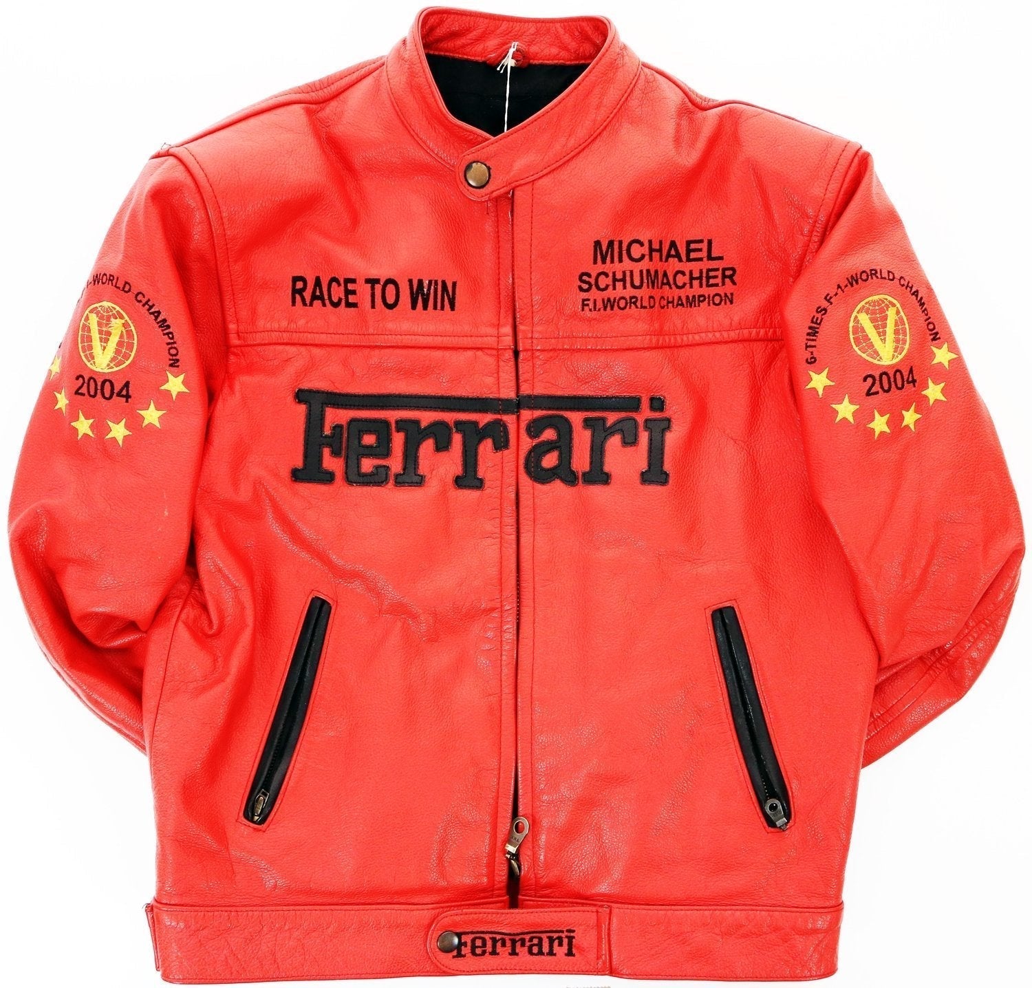 Ferrari x Schumacher Leather Vintage Racing Jacket Ex Race Gear