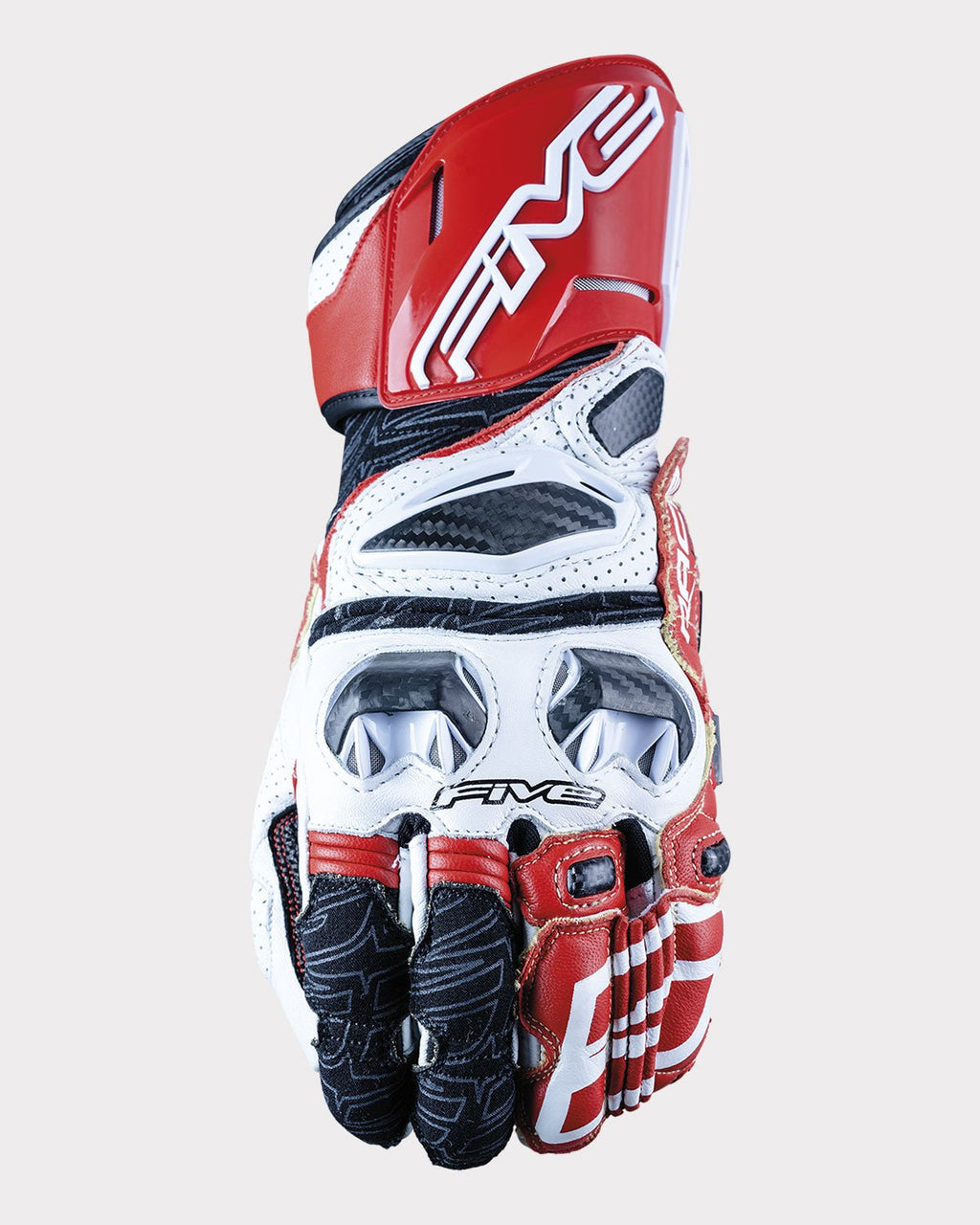 FIVE RFX RACE Gauntlet Gloves - InGearMotoFIVEMotorcycle GlovesWhite / Red
