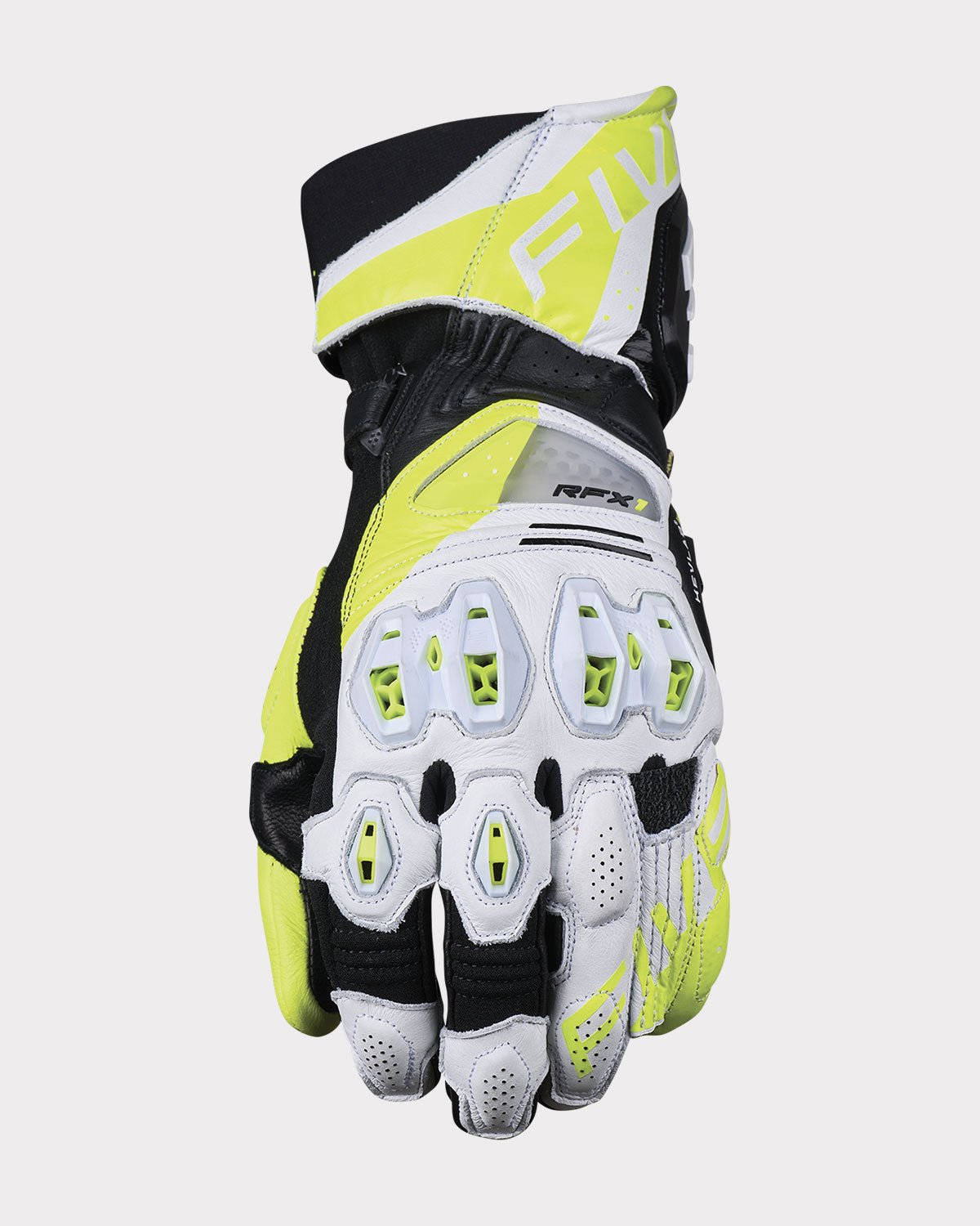 FIVE RFX1 EVO Gauntlet Gloves - InGearMotoFIVEMotorcycle GlovesWhite / Fluo Yellow