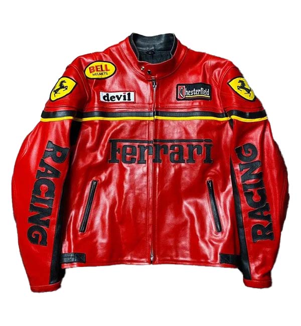 Ferrari Red Leather Jacket Men Endless Racegear