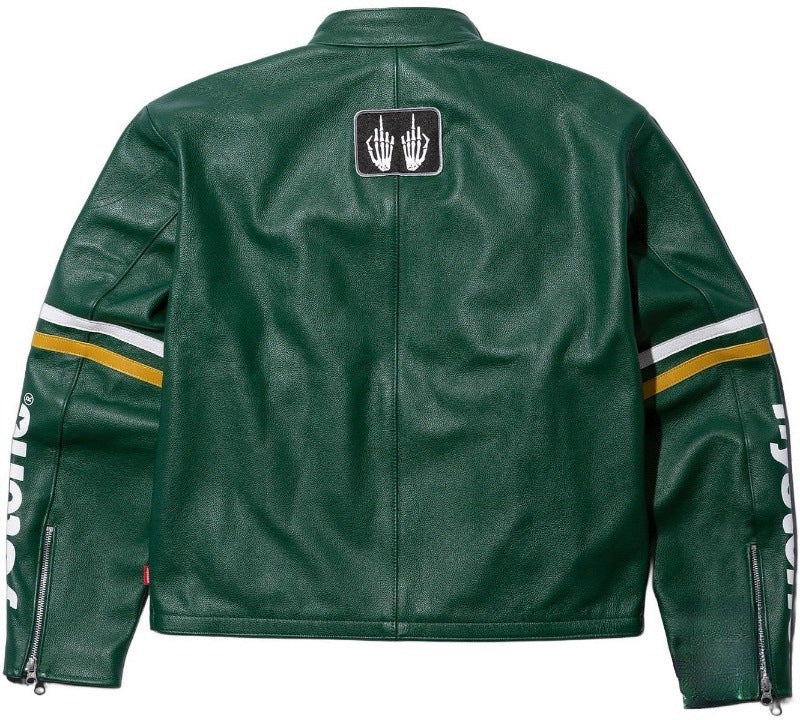 Supreme Green Leather Vintage Racing Jacket Ex Race Gear