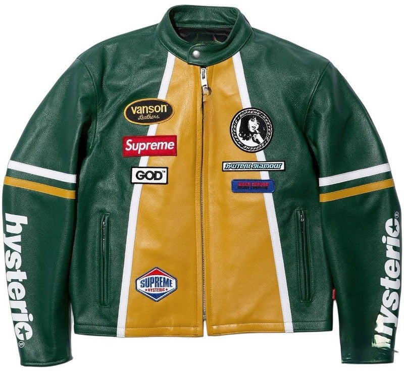 Supreme Green Leather Vintage Racing Jacket Ex Race Gear