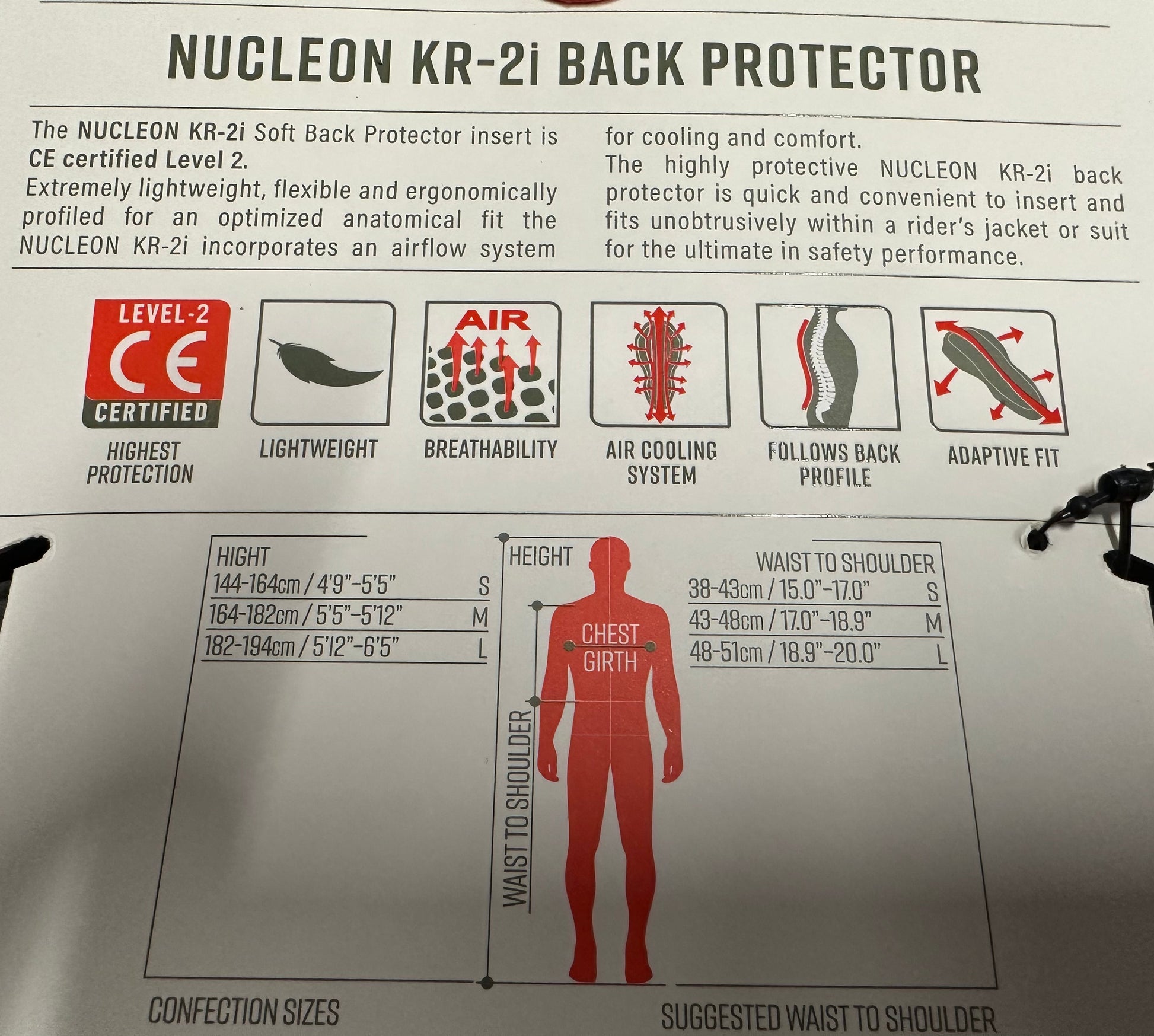 Alpinestars Nucleon KR-2i Back Protector Insert ALPINESTARS
