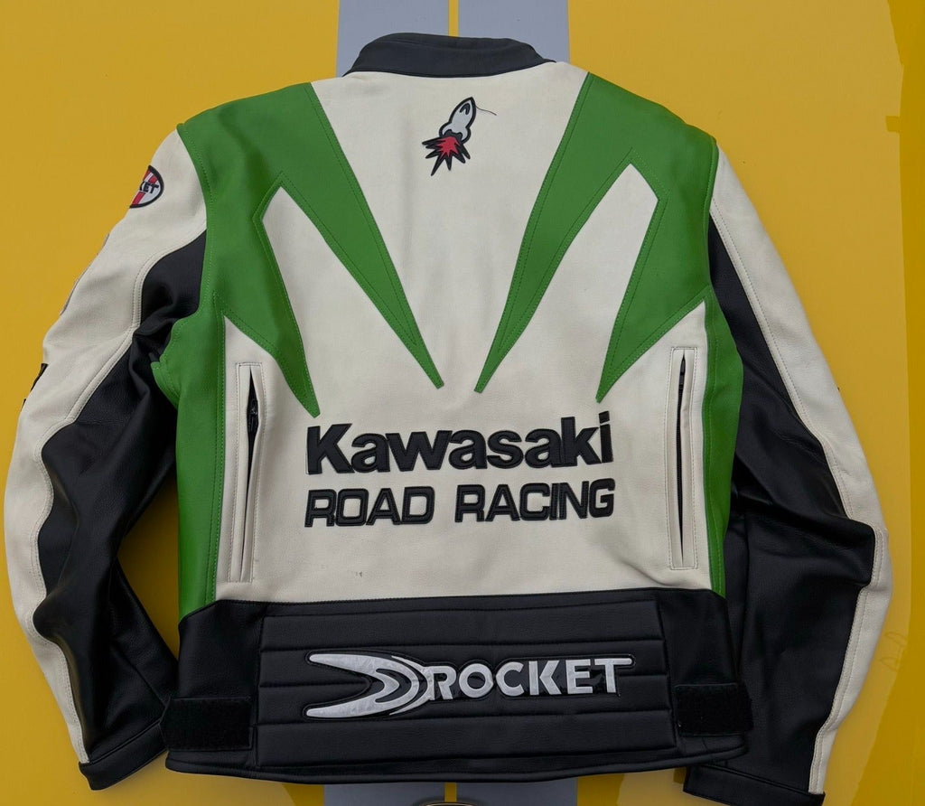 Kawasaki Leather Vintage Racing Jacket Ex Race Gear