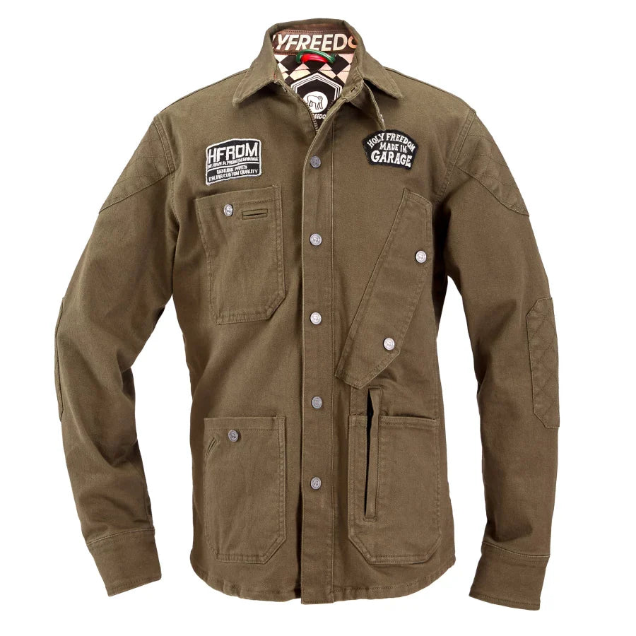 Holy Freedom - King Motorcycle Jacket - Military Green