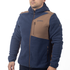 [Color:::Insignia Blue - Cocoa Brown] Klim Teton Crest Fleece Hooded Jacket