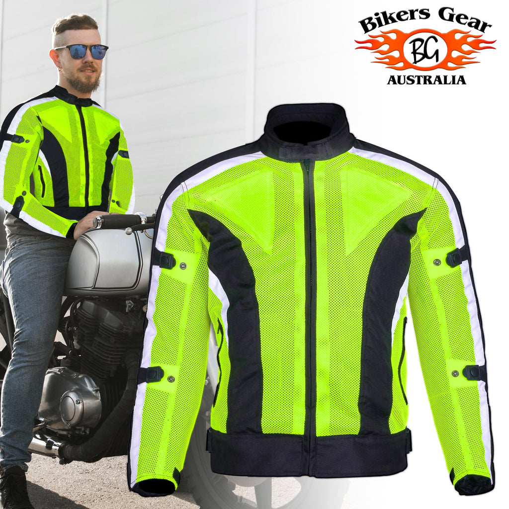 BGA Chicane Black/Green Summer Mesh Motorcycle Jacket Breathable & Armoured