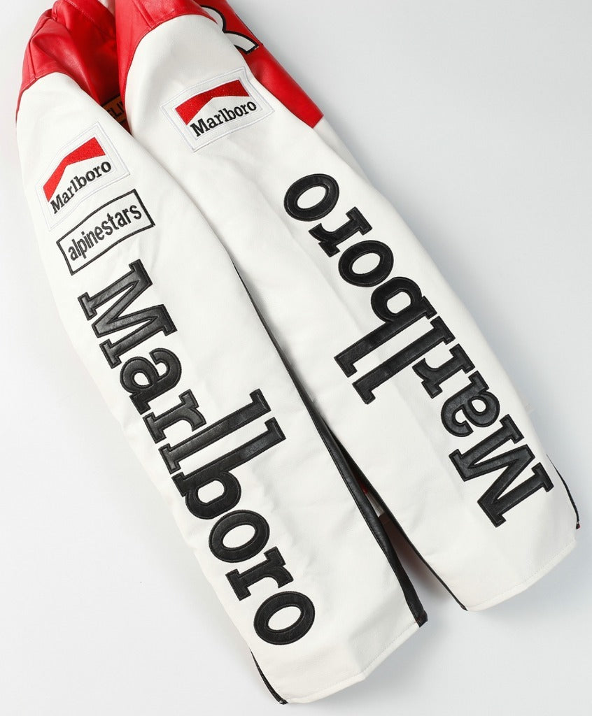 Marlboro Red-White Leather Vintage Racing Jacket SHABA Collection