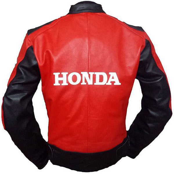 Red Honda Racing Motorbike Leather Jacket 3A MOTO LEATHER