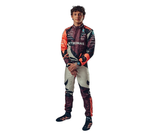 Endless Racegear Andrea Kimi Antonelli Miami GP race suit maroon white with sponsor logos full racing suit
