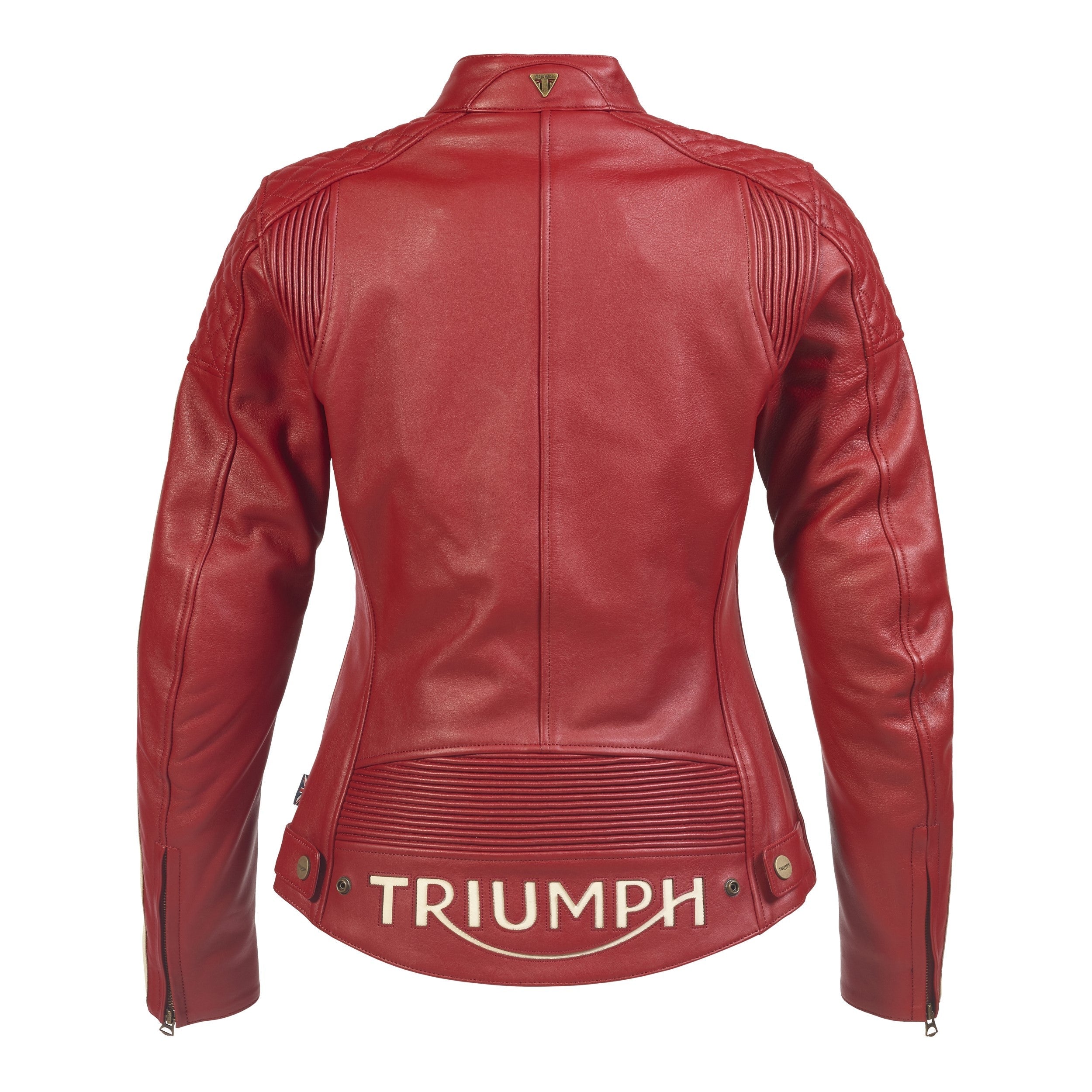 Ladies Braddan Sport Red Leather Jacket Triumph
