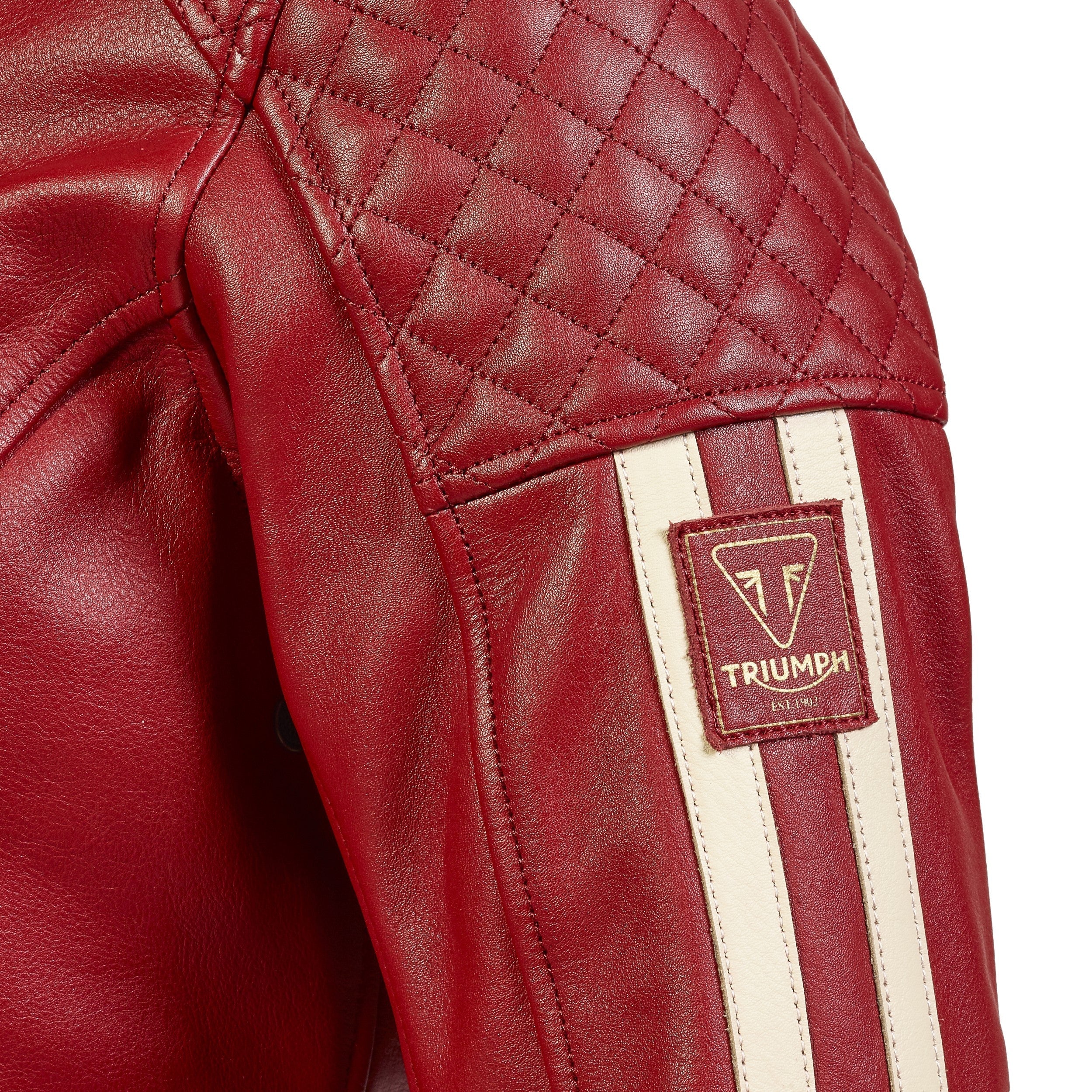 Ladies Braddan Sport Red Leather Jacket Triumph