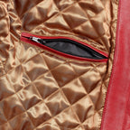 Ladies Braddan Sport Red Leather Jacket Triumph