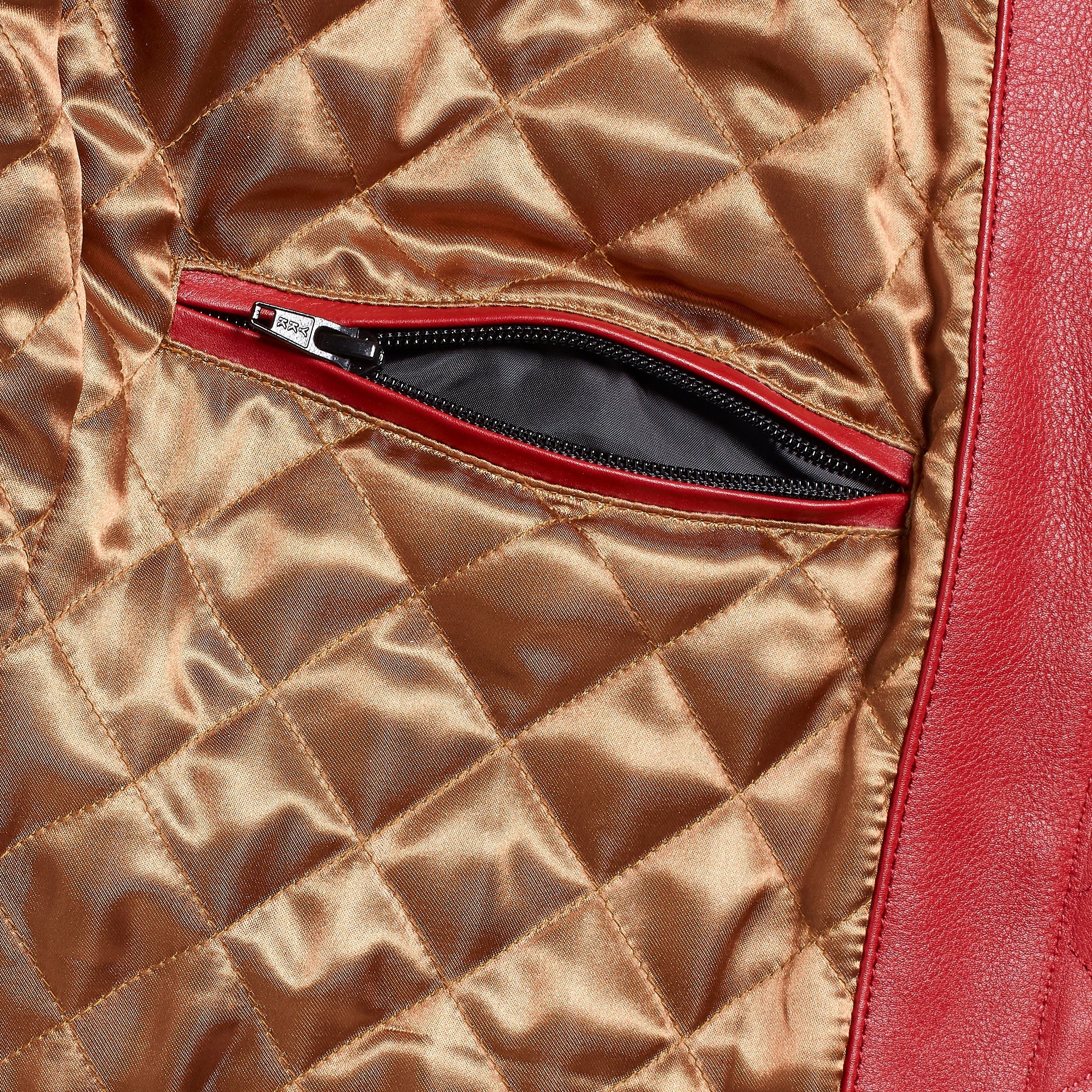 Ladies Braddan Sport Red Leather Jacket Triumph