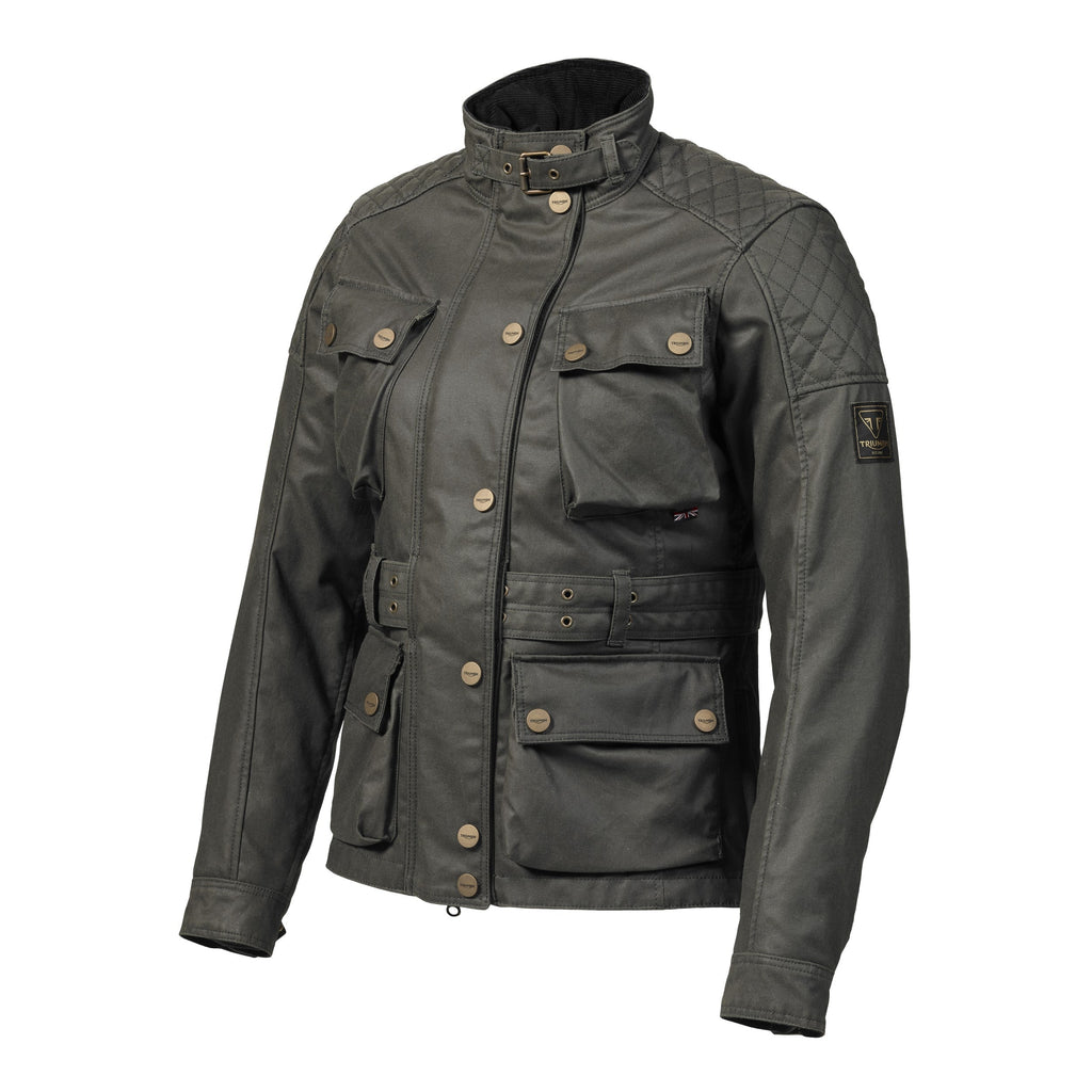 Ladies Khaki Beck Wax Textile Jacket Triumph