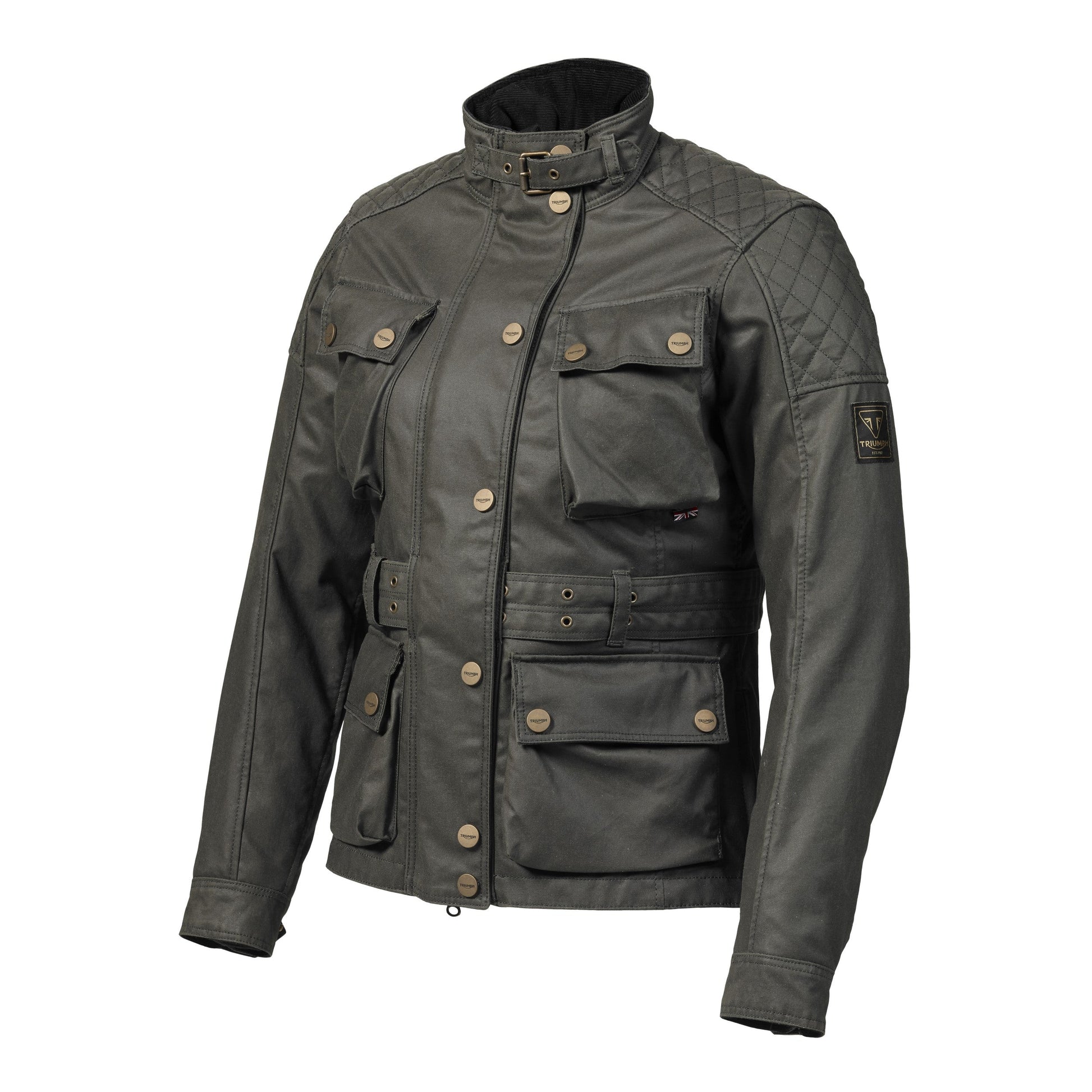 Ladies Khaki Beck Wax Textile Jacket Triumph