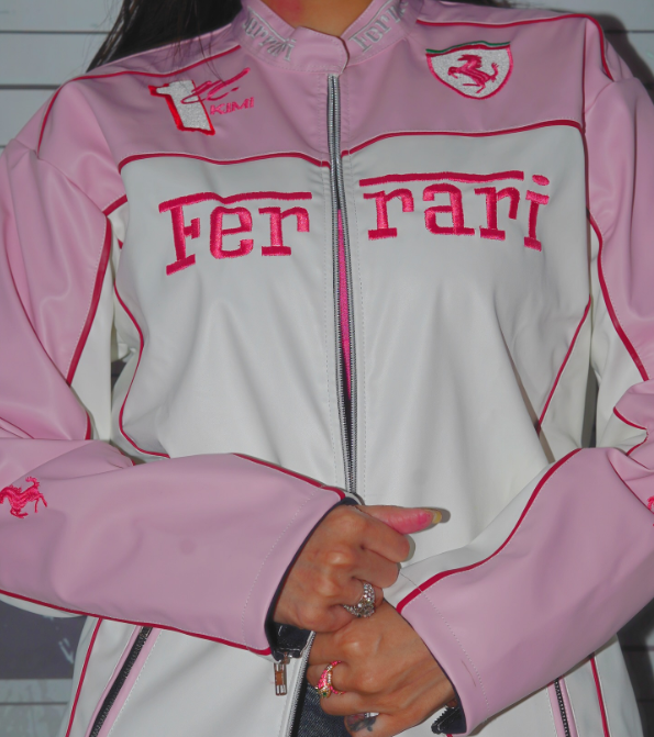 Ferrari Pink Leather Vintage Racing Jacket SHABA Collection