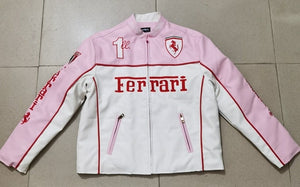 Ferrari Pink Leather Vintage Racing Jacket SHABA Collection
