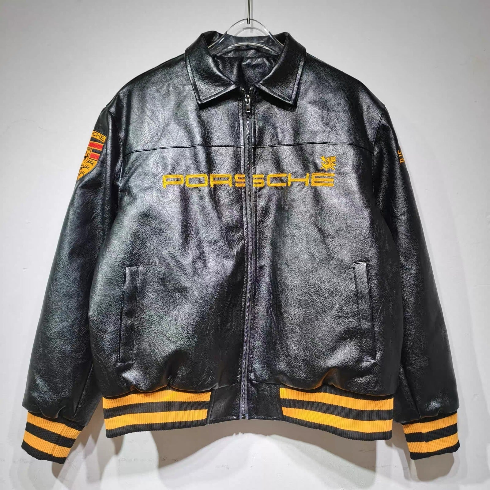 Porche Leather Vintage Racing Jacket Ex Race Gear