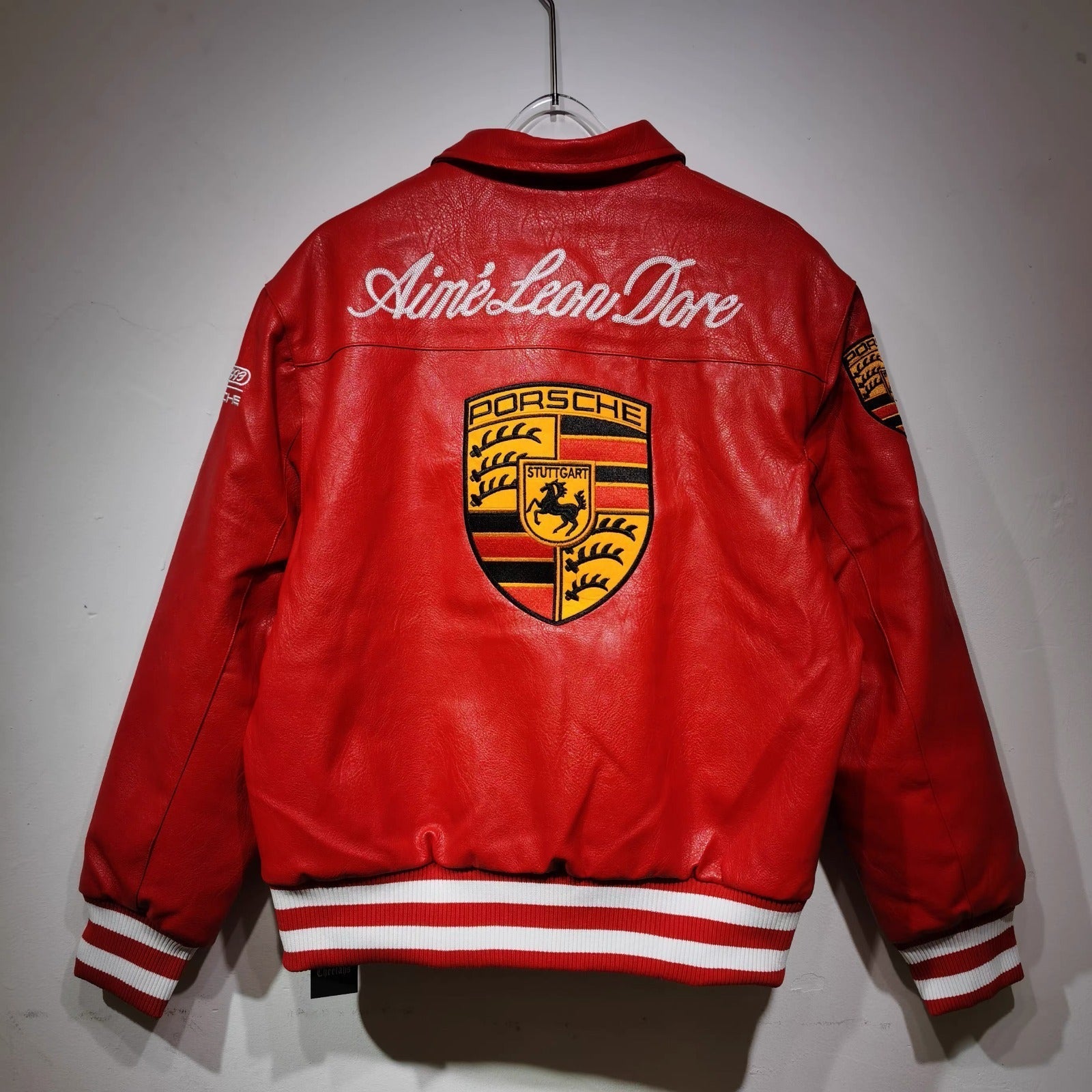 Porche Leather Vintage Racing Jacket Ex Race Gear