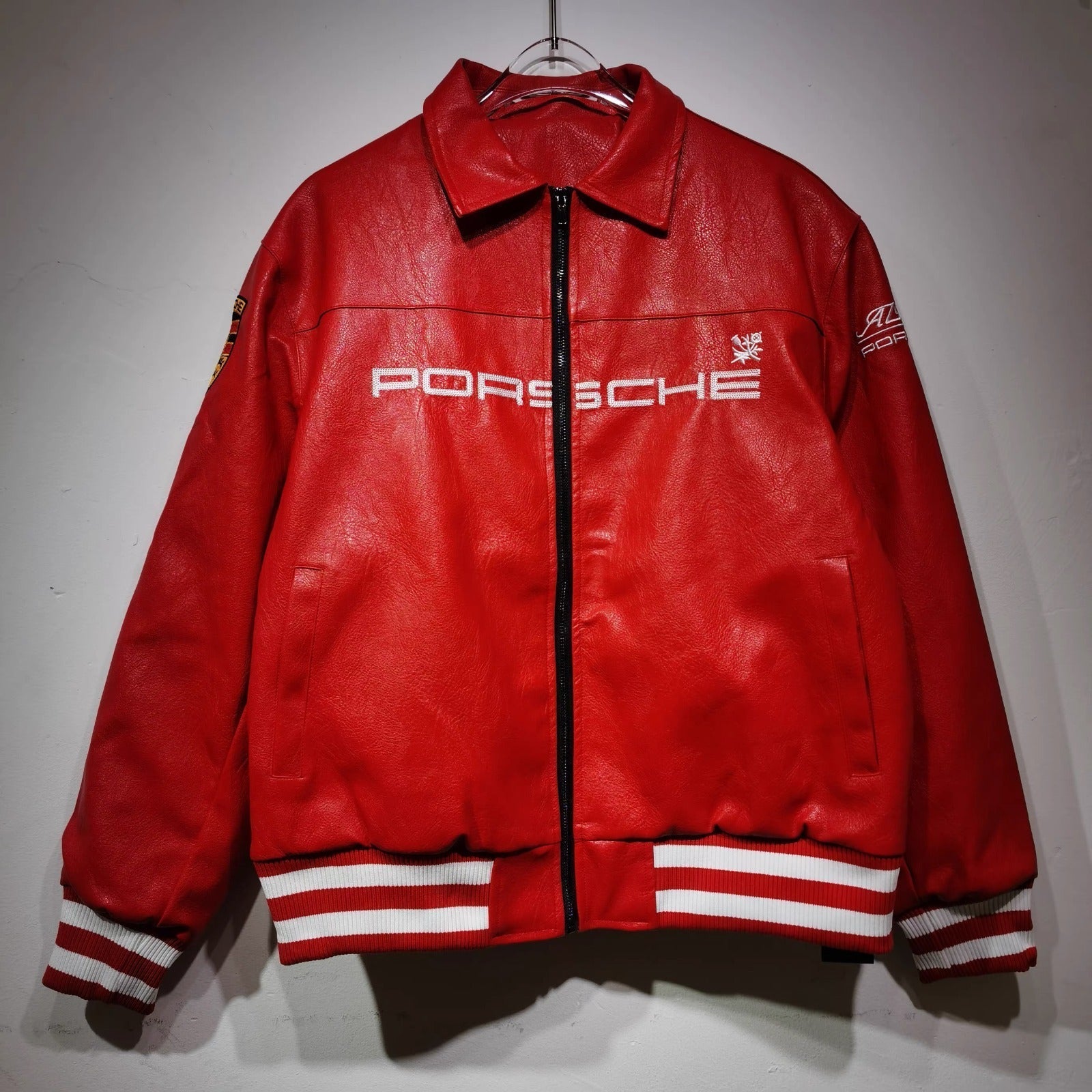 Porche Leather Vintage Racing Jacket Ex Race Gear