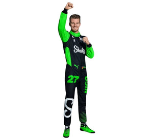 Endless Racegear Gabriel Bortoleto F1 race suit 2025 black and neon green full body racing suit with number 27