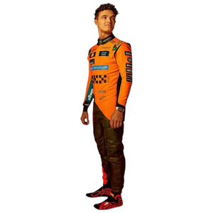 Endless Racegear Lando Norris McLaren F1 replica suit orange racing suit with sponsor logos on model