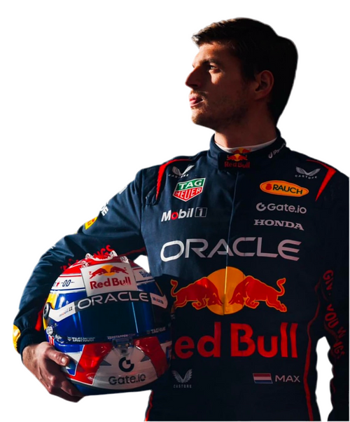 Endless Racegear navy Red Bull racing suit and helmet Max Verstappen F1 suit 2025 replica