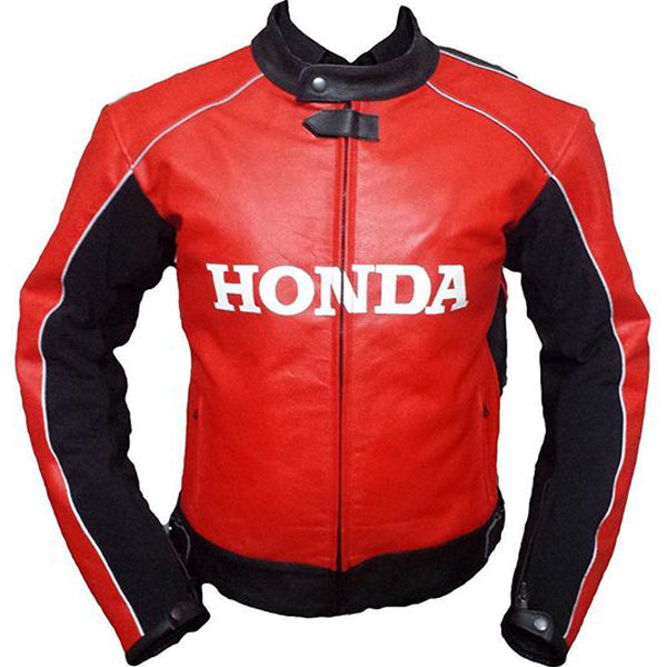 Red Honda Racing Motorbike Leather Jacket 3A MOTO LEATHER