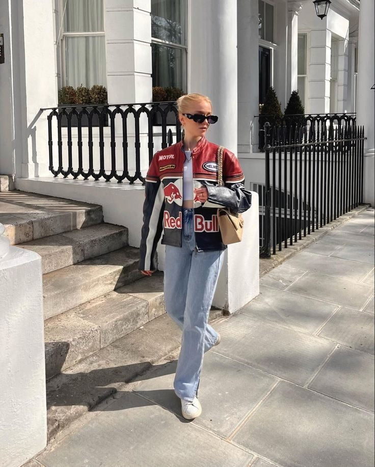 Red Bull Leather Vintage Racing Jacket Ex Race Gear