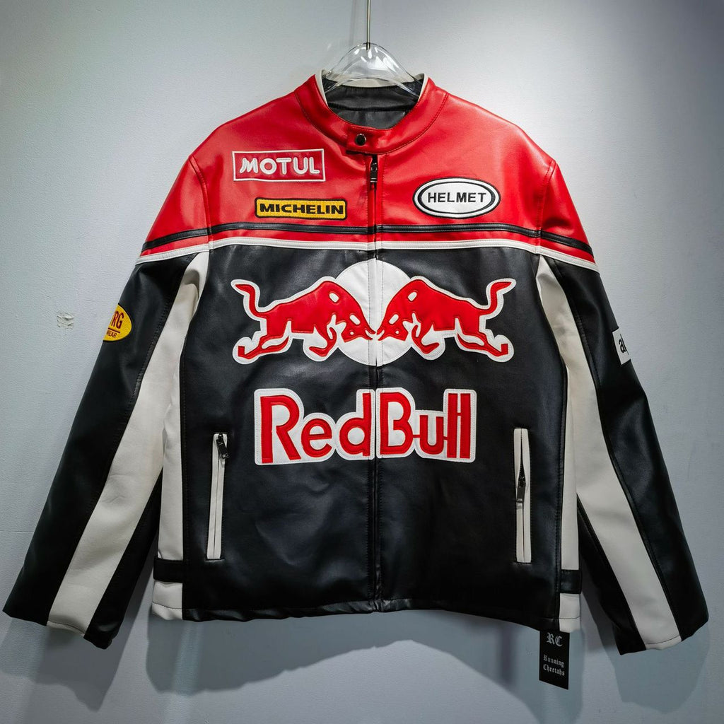 Red Bull Leather Vintage Racing Jacket Ex Race Gear