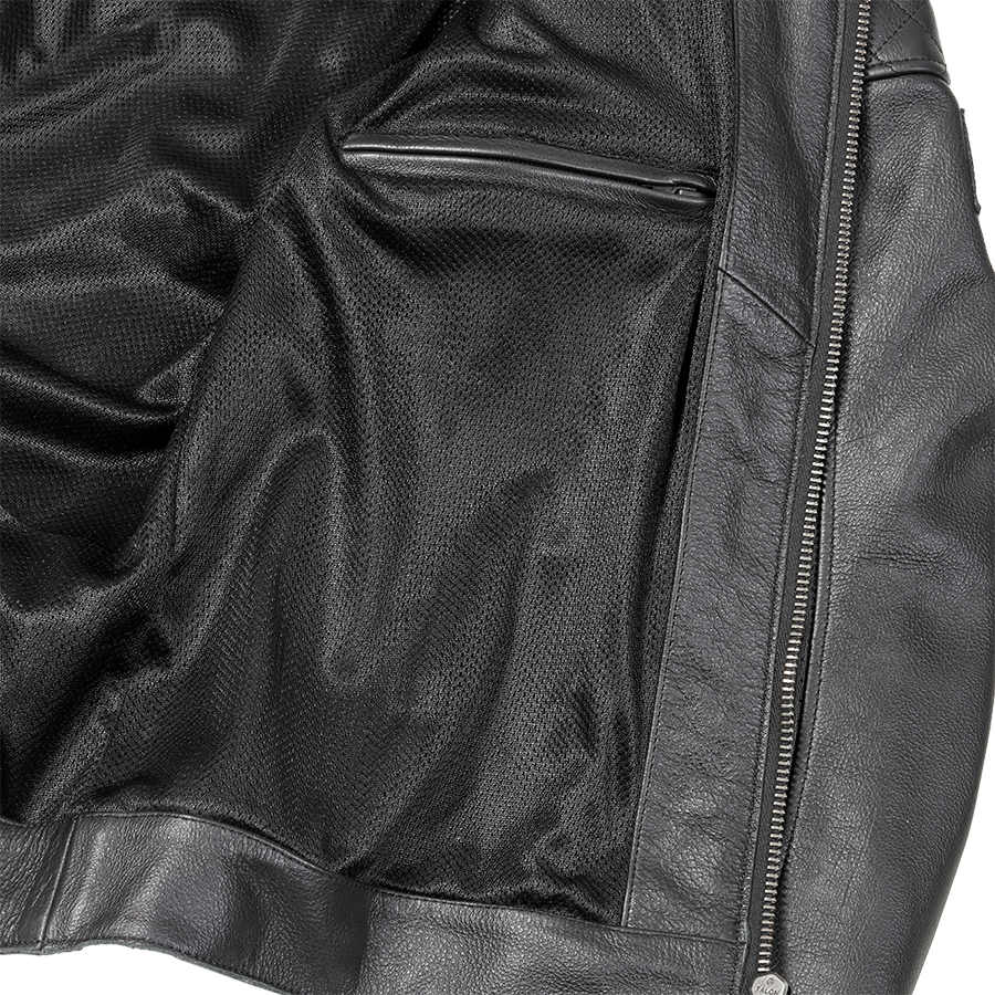 Braddan Air Perforated Black Leather Jacket Triumph