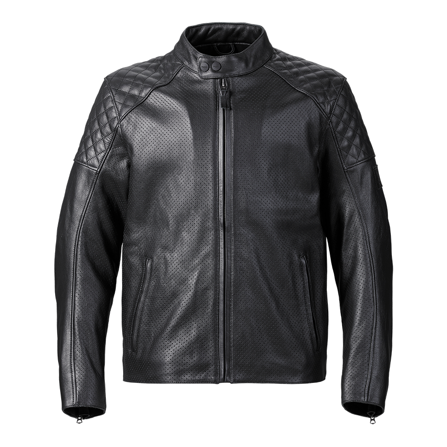 Braddan Air Perforated Black Leather Jacket Triumph