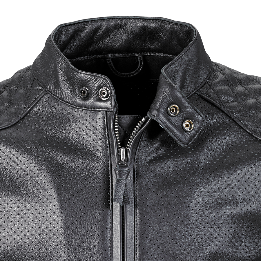 Braddan Air Perforated Black Leather Jacket Triumph