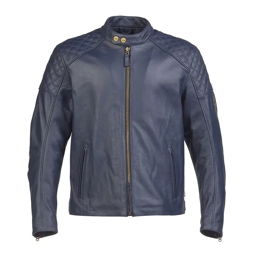 2023 Braddan Blue Leather Jacket Triumph