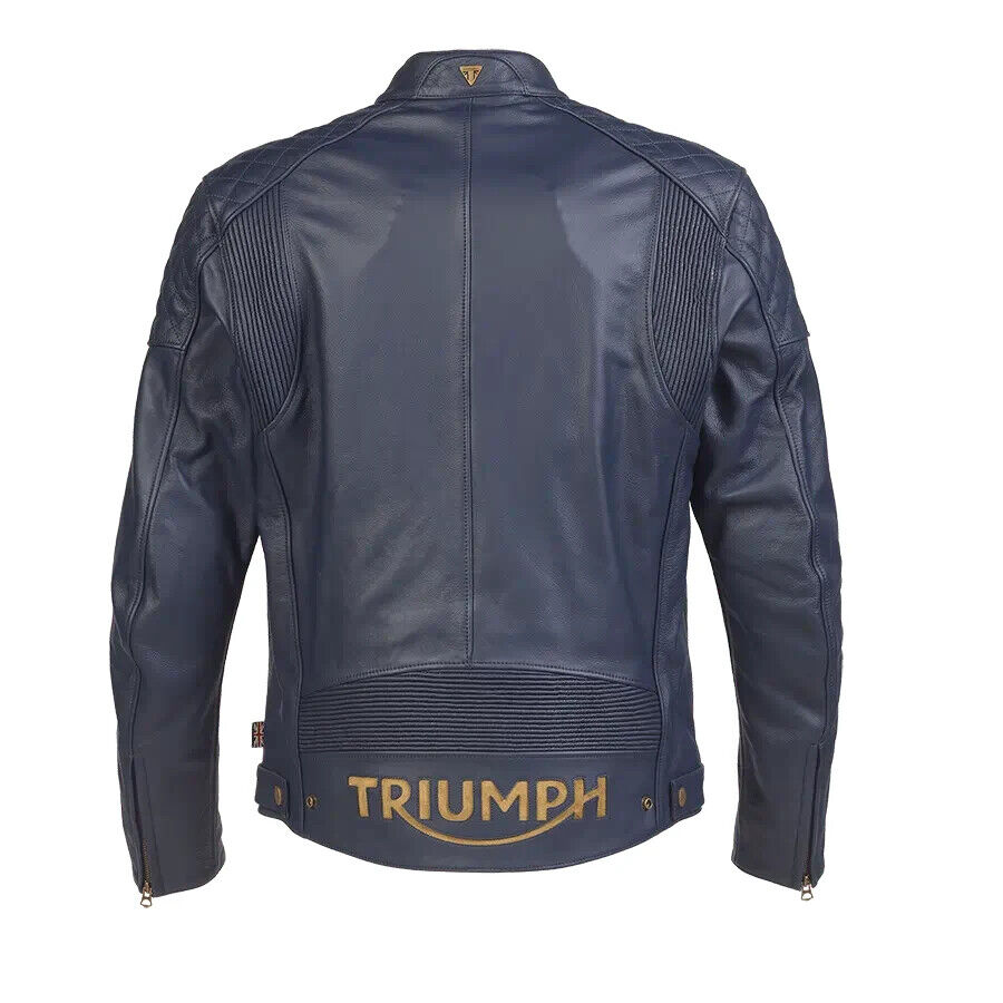 2023 Braddan Blue Leather Jacket Triumph