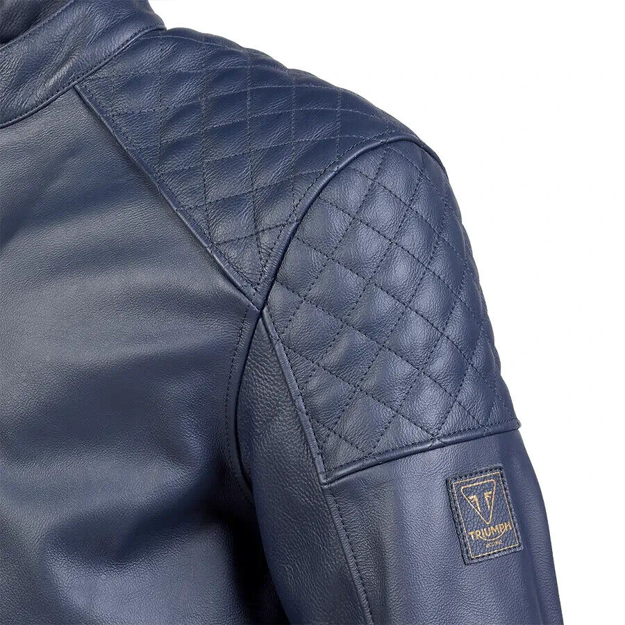 2023 Braddan Blue Leather Jacket Triumph