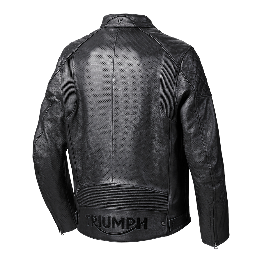 Braddan Air Perforated Black Leather Jacket Triumph