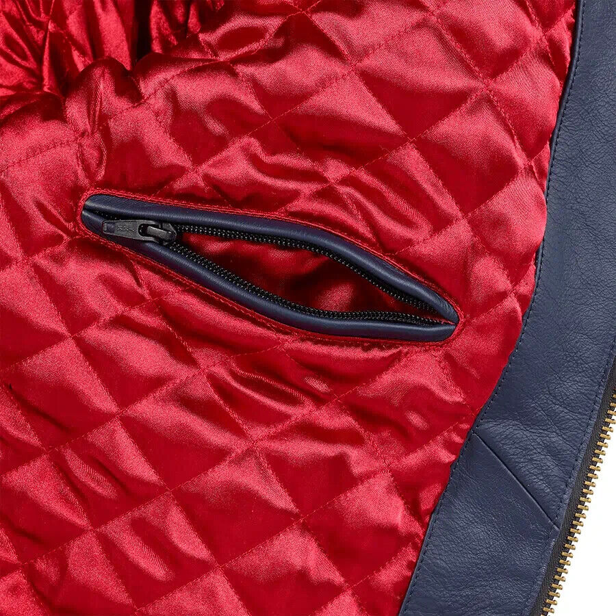 2023 Braddan Blue Leather Jacket Triumph