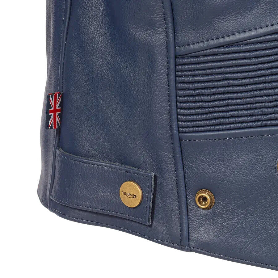 2023 Braddan Blue Leather Jacket Triumph