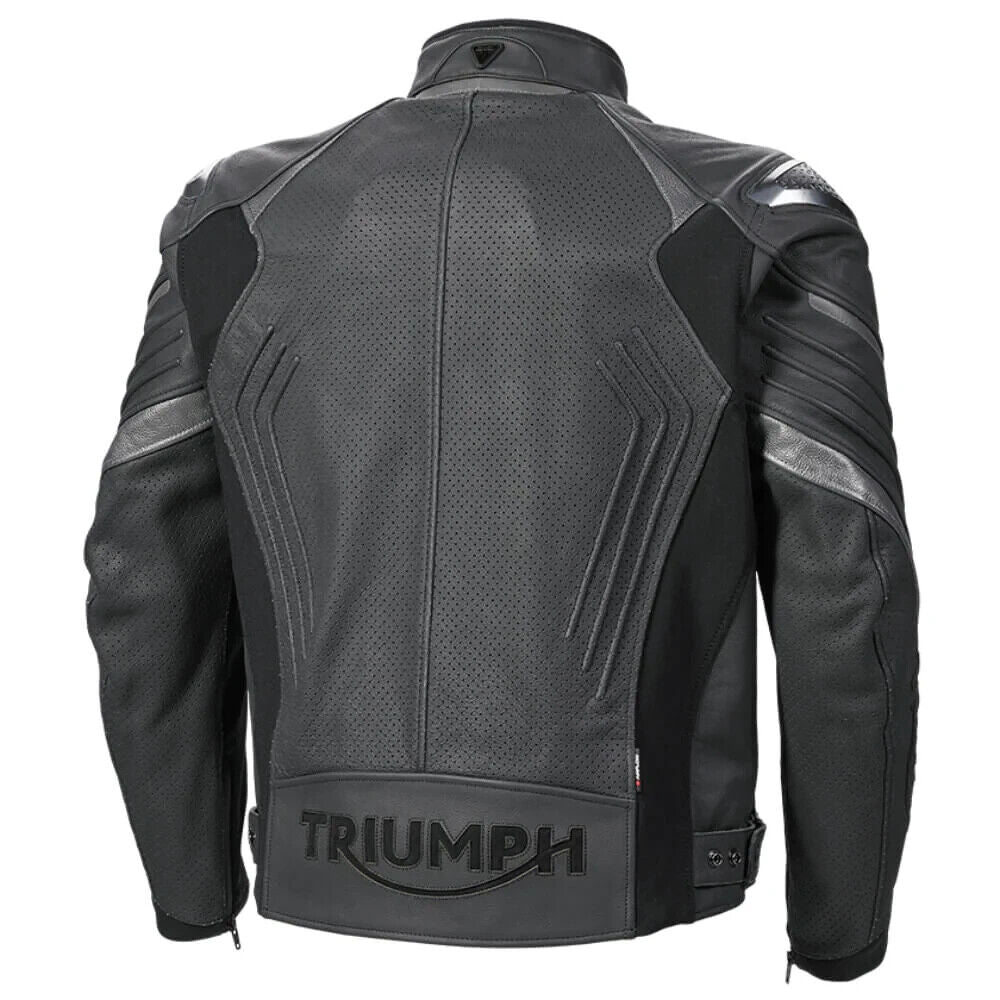 Triple Perforated Black Leather Jacket Triumph