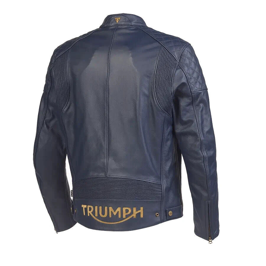 2023 Braddan Blue Leather Jacket Triumph
