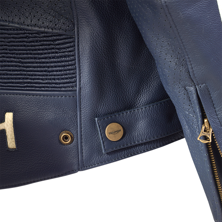 Braddan Blue Retro Air Race Leather Jacket - Endless Racegear